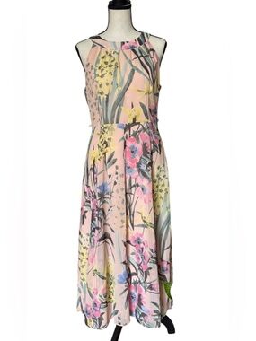 Size 4 Tommy Hilfiger Pink Floral Halter Maxi Dress